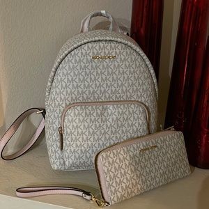 NWT Michael Kors Erin Medium Logo Backpack and matching wallet